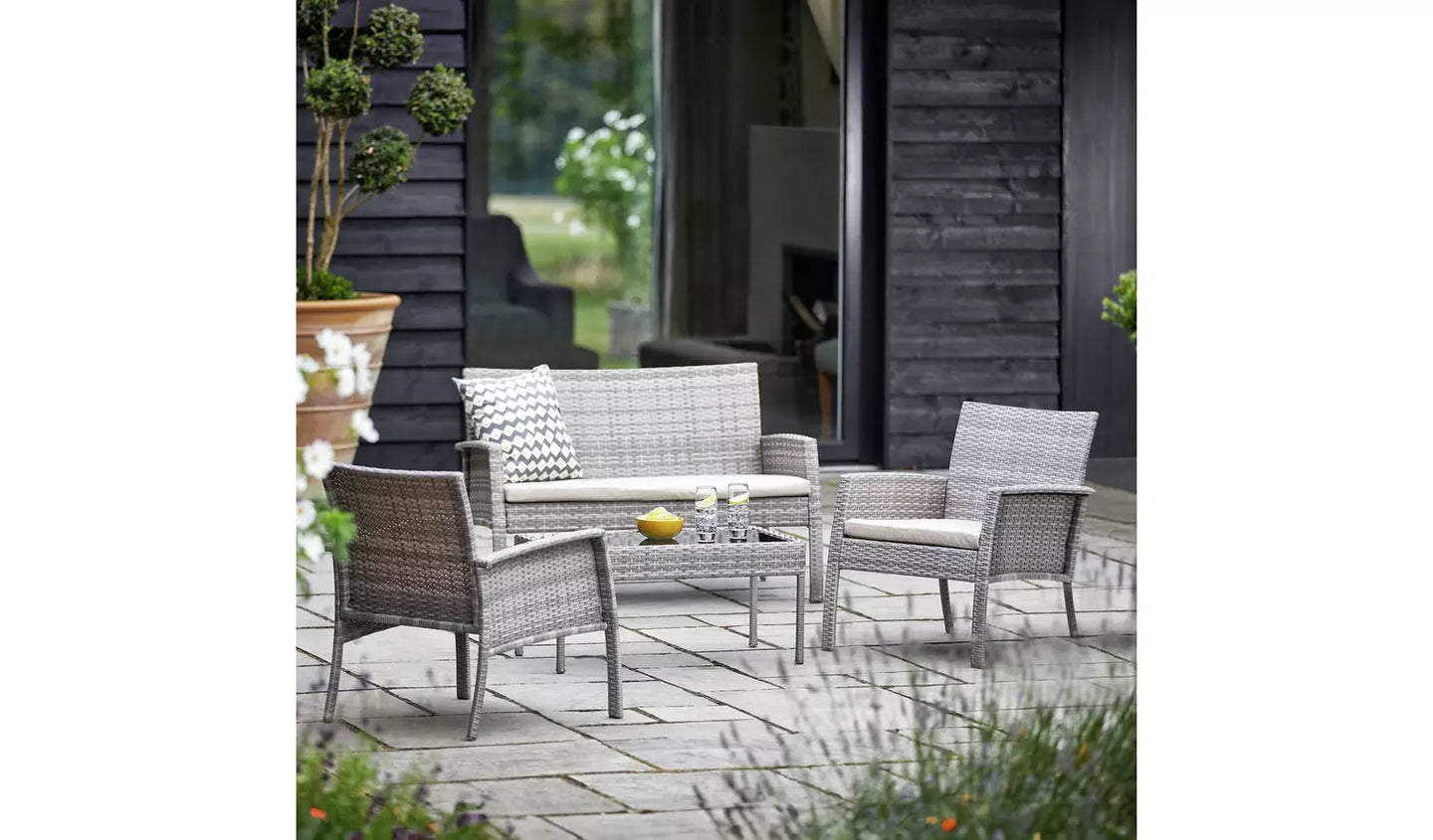 Lucia 4 Seater Rattan Effect Garden Sofa Set